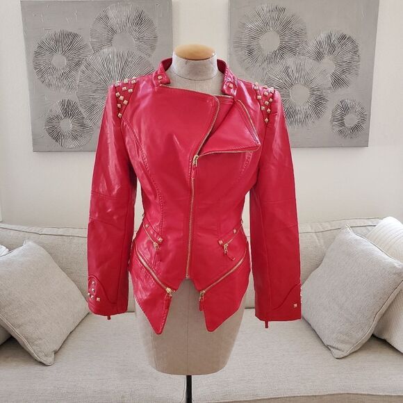 SX Honey Pot Faux Leather Studded Jacket sz Med - Picture 2 of 13